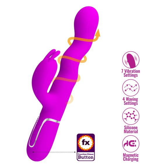 Вібратор-кролик PRETTY LOVE Laursen Purple, силікон, фіолетовий, 7 режимів вібрації та 4 хвилі Sex Aura | Зображення 6