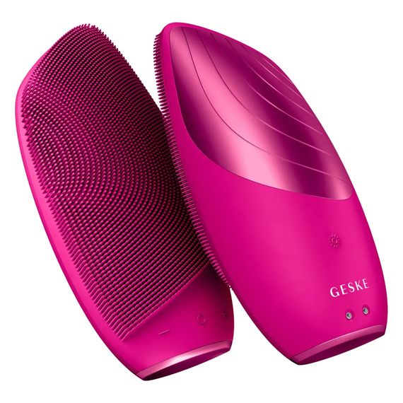 Електронна звукова термо щітка для обличчя GESKE Sonic Thermo Facial Brush 6в1 gray, Малиновий | Зображення 5