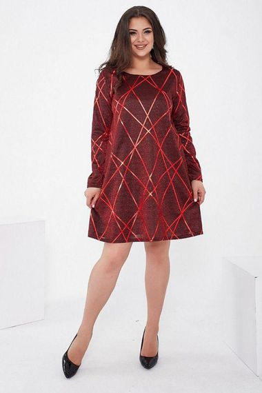 Короткое платье красного цвета из люрекса 153R4052