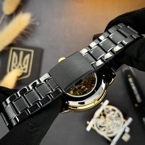 Класичний чоловічий годинник Awarder 022 Black-Gold Mechanic Metall Не Забуду Дім | Зображення 8