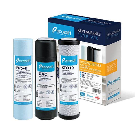 Покращений комплект картриджів Ecosoft 1-2-3 для фільтра зворотного осмосу CHV3ECO | Зображення 1