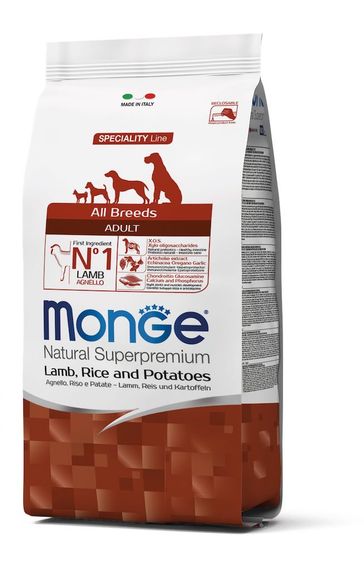 Корм Monge Monoprotein Dog Adult All Breeds Agnello сухий монопротеїновий з ягнятком для дорослих собак усіх порід 2.5 кг