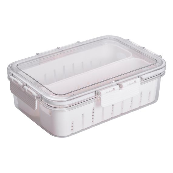 Контейнер для їжі з 2 відсіками 23.5х17х7 см судок для їжі пластиковий 1.4 л Білий HP-27-11