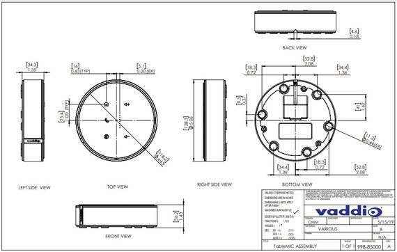 Микрофон настольный Vaddio TableMIC черный (999-85000-000) | Зображення 4
