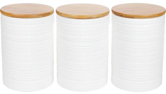 Набір банок Merceyl "Лінії" 3 банки по 800мл керамічні з бамбуковими кришками