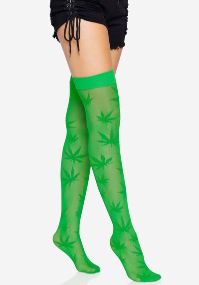 Панчохи з малюнком Leg Avenue 420 Net thigh highs Green | Зображення 4