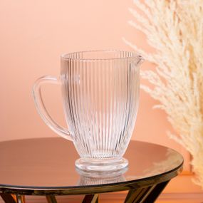 Кувшин для напитков ребристый 1,2 л с толстого стекла прозрачный