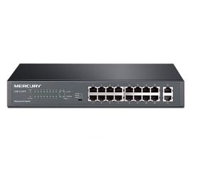 Комутатор POE Mercury SG118PS 16 портів POE 100Мбит + 2 порт Ethernet (UP-Link) 100 Мбіт, БП вбудований, BOX (294*180*44)