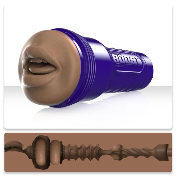 Мастурбатор-ротик Fleshlight Boost Blow Medium Dark Flesh, плаваючі кільця Turbo Tech Sex Aura