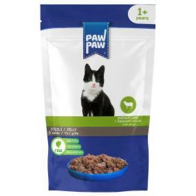 Вологий корм Pawpaw для дорослих котів ЯГНЯ в желе пауч 85г.