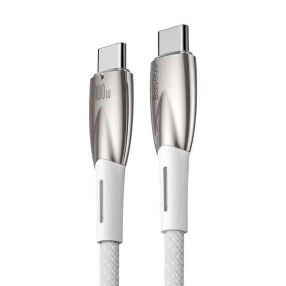 Дата кабель Baseus Glimmer Series Fast Charging Type-C to Type-C 100W 1m (CADH00070) White | Зображення 1