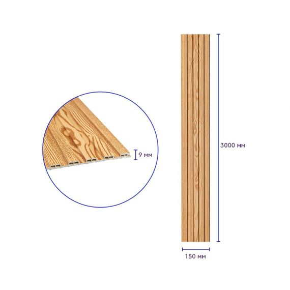 Рейка декоративна WPC стінова 3000х150х9мм Сосна SW-00001867 | Зображення 4