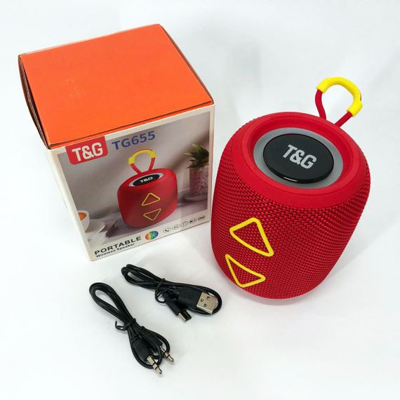 Портативна колонка TG655 5W з RGB підсвічуванням та ремінцем, бездротова колонка потужна. Колір: червоний | Зображення 9