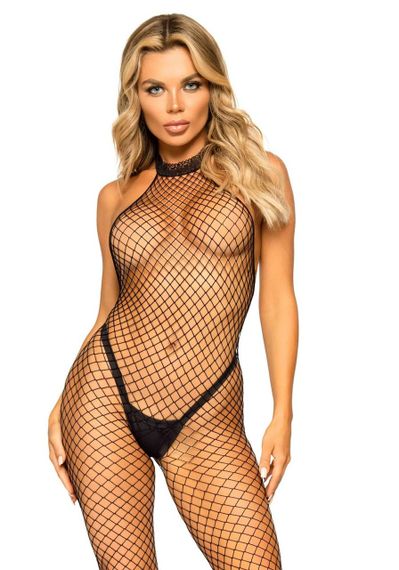 Еротичний сітчастий бодістокінг Leg Avenue Racer neck bodystocking Black sexstyle