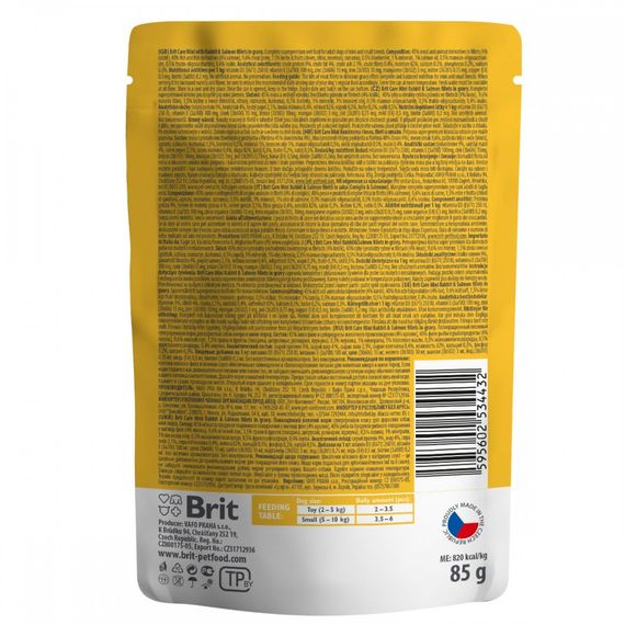Вологий корм Brit Care Mini для собак, з філе кролика та лосося в соусі, 85 г | Зображення 2