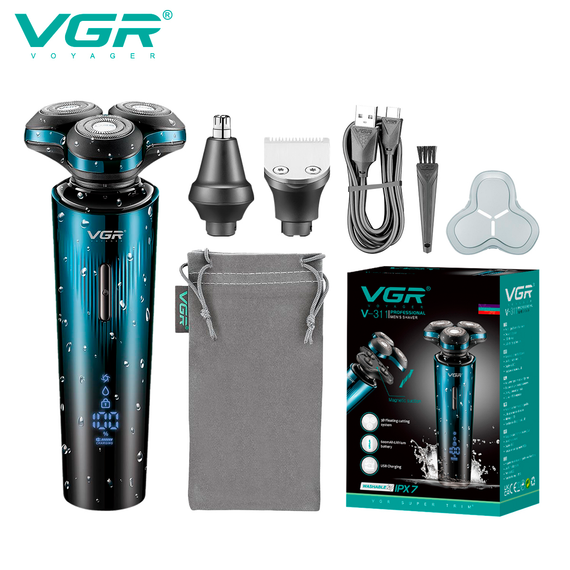 Электробритва VGR 3 в 1 V-303, 3 насадки, IPX7, LED дисплей | Зображення 5