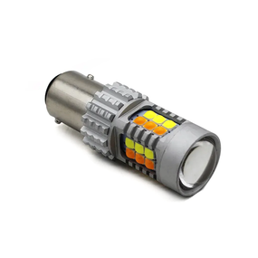 Автолампа світлодіодна P21/5W, 1157, цоколь BA15d, 5630 x 22 smd, біло жовта, лінза, 12-24 В