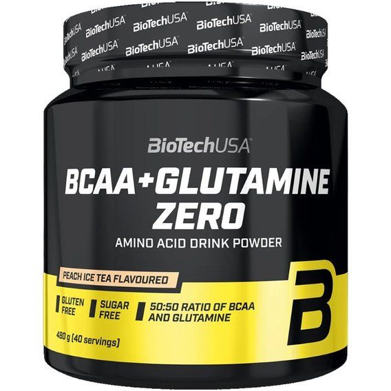 Аминокислота BCAA для спорта BioTechUSA BCAA + Glutamine Zero 480 g /40 servings/ Peach Ice Tea