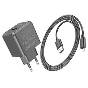 Набір СЗУ HOCO CS11A+ кабель Lighting, 1xUSB, 2.1A, кабель 1м, Black, Blister