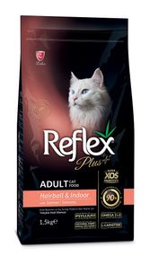 Корм Reflex Plus Cat Adult Hairball & Indoor Salmon сухой для вывода шерсти 1.5 кг
