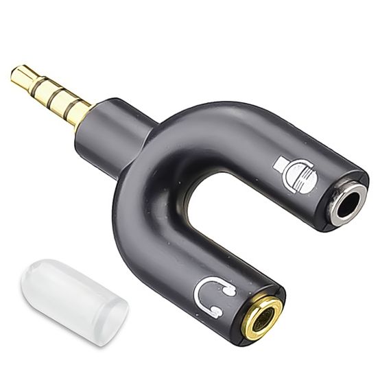 Разветвитель для наушников и микрофона Addap AJA-03, 3,5 мм Jack 3-pin на 4-pin | Аудиоадаптер, сплиттер, черный | Зображення 1