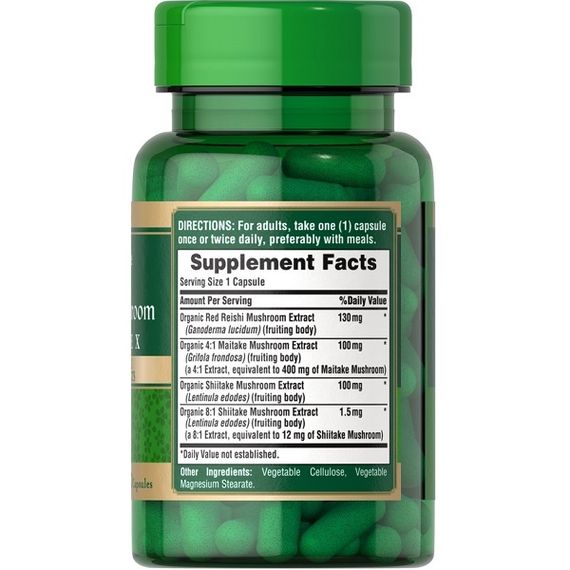 Грибной комплекс Puritan's Pride Triple Mushroom Complex 60 Caps | Зображення 1