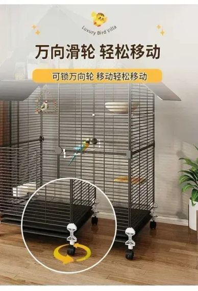 Металева клітка для птахів на колесах з аксесуарами 82х37х37см KP-82 | Зображення 2