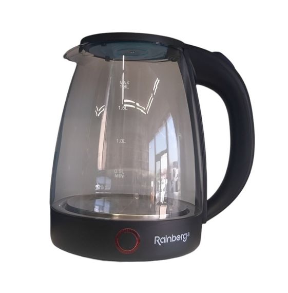 Прозрачный стеклянный чайник Rainberg RB-2240 Дисковый электрический чайник 2200W | Зображення 1