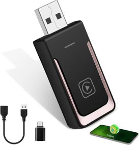 CarPlay адаптер, переходник с проводного на беспроводной карплей Android Auto для iOS 10+, Android 11+ черный