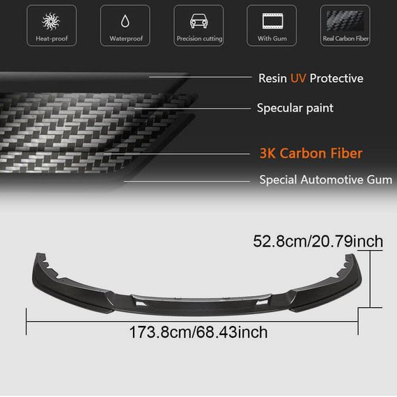 Накладка на передній бампер Lip V3 (для G22/G23 M-Sport, Карбон) для BMW 4 серія G22/23/26 2020- рр | Зображення 5