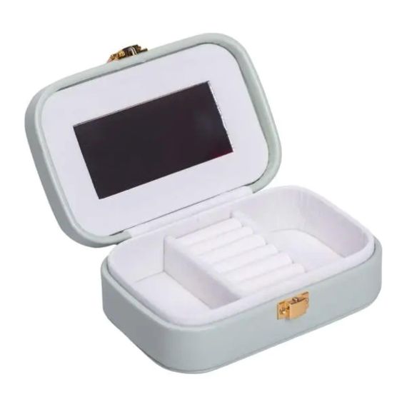 Скринька для прикрас з еко шкіри 15×10×5 см із дзеркалом органайзер для ювелірних виробів HP-5-33TU | Зображення 1