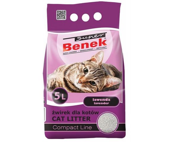 Бентонітовий наповнювач Super Benek Compact Line Lavender з ароматом лаванди 5 л