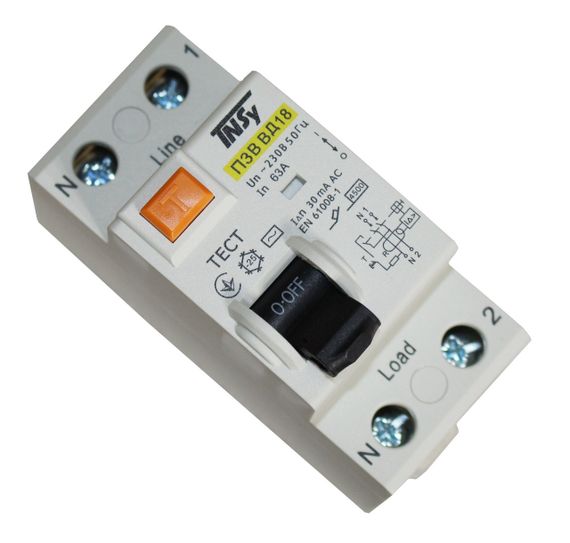 Вимикач диференційний ПЗВ ВД-18 2Р 63А 30мА тип АС електромеханічний Ny95506283 | Зображення 1