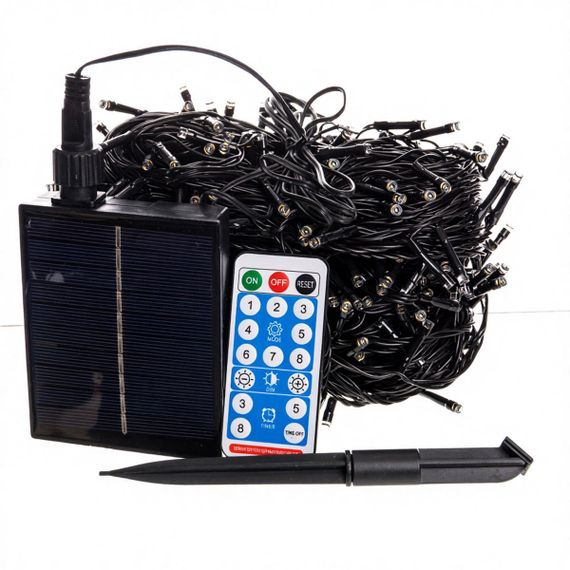 Новорічна гірлянда вулична 50 м 500 LED з сонячною батареєю чорний провід Жовтий SB500L50MBY