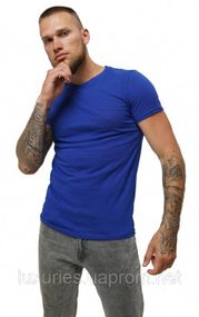 Мужская футболка со 100% хлопка, классическая футболка Премиум класа, хлопковая футболка XL, Электрик