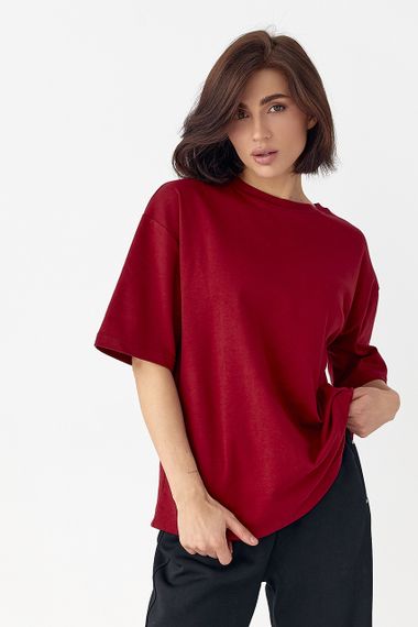 Однотонна базова футболка - бордо цвет, S (є розміри) | Зображення 4