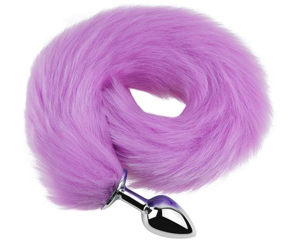 Анальна пробка з хвостом EGZO - Fox Tail Silver Plug Purple, size S Sex Aura