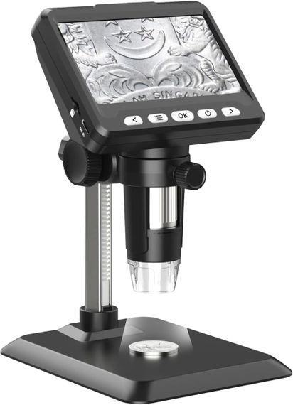 Мікроскоп Ashfly з 1000-кратним збільшенням, цифровий мікроскоп 1080P, монетна лупа з 8 регульованими світлоді