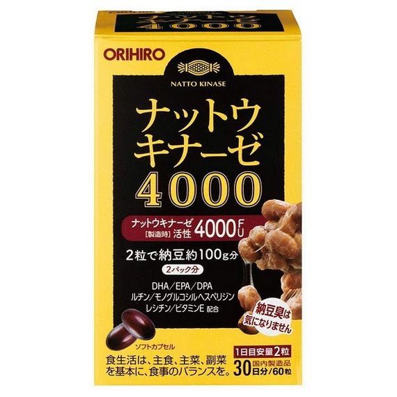 Комплекс для профілактики тиску та кровообігу Orihiro Nattokinase 4000 FU 470 mg 60 Caps