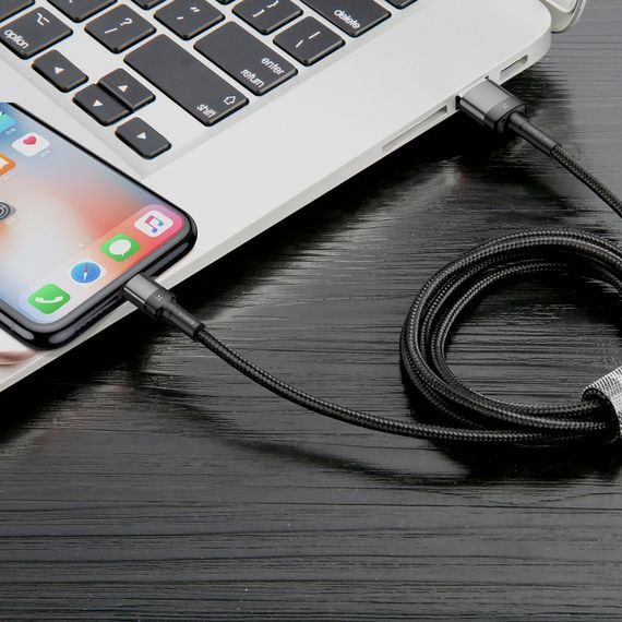 Дата кабель Baseus Cafule Lightning Cable Special Edition 2.4A (1m) (CALKLF-G) Сірий | Зображення 3
