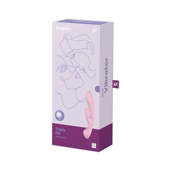 Двосторонній вібратор-кролик Satisfyer Triple Oh Pink (м'яте паковання!!!) Sex Aura | Зображення 8