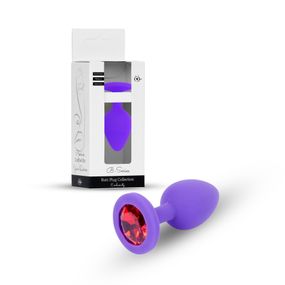 Анальна пробка - Jewellery Silicone Purple Plug M Red
