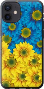 Чехол на iPhone 12 Mini Жёлто-голубые цветы "1048u-2071-17620"