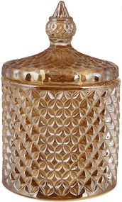 Цукорниця скляна "Crystal Glass" 300мл зі скляною кришкою, амбер