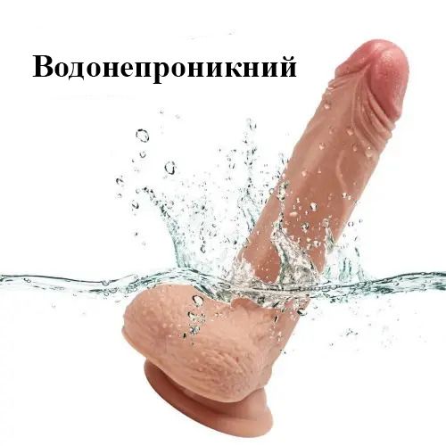 Реалистичный фаллоимитатор черного цвета с мошонкой 19 см | Зображення 7
