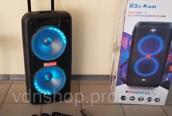 Портативная колонка Su-Kam 1010 + 2 микрофона + BT 12v220v | Зображення 4