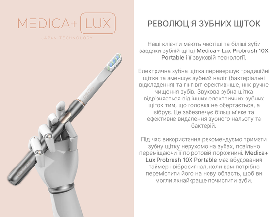 Звукова зубна щітка MEDICA+ LUX 10Х Portable (Grey)(Japan) | Зображення 3