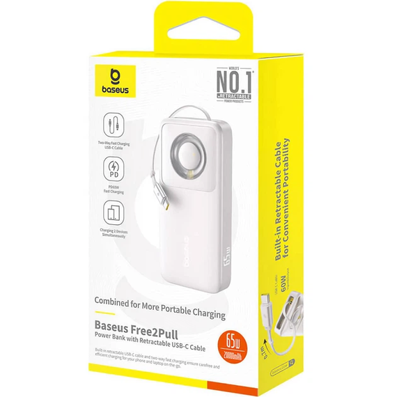 Повербанк Baseus Free2Pull 20000mAh 65W 2Type-C PD/ QC3A для ноутбука Lunar Gray | Зображення 4
