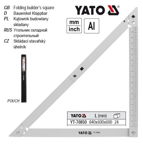 Кутник алюмінієвий, для будівельних робіт, складаний YATO, 600 х 840 х 600 мм