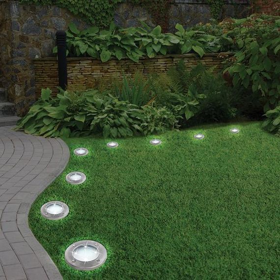 Комплект садовых светильников на солнечной батарее Solar Disk Lights, 4 шт ∙ Уличные фонари с датчиком света | Зображення 1